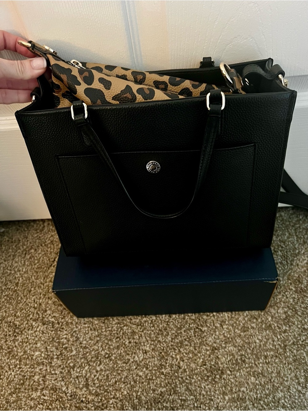 Cole Haan Leopard-Print Crossbody with Black Leather Card Case - Picture 2 of 8